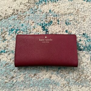 Kate Spade Burgundy Wallet with Gold Accents